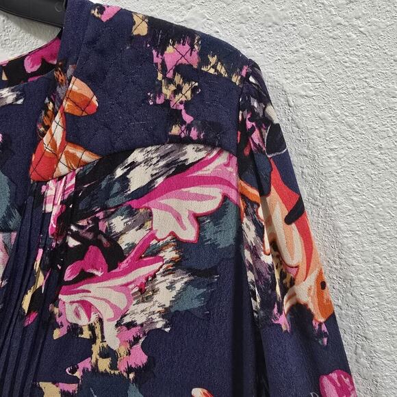 Anthropologie Maeve Caravane Boho Tunic Navy Floral V-Neck Drop Waist Sundress S - Picture 5 of 14